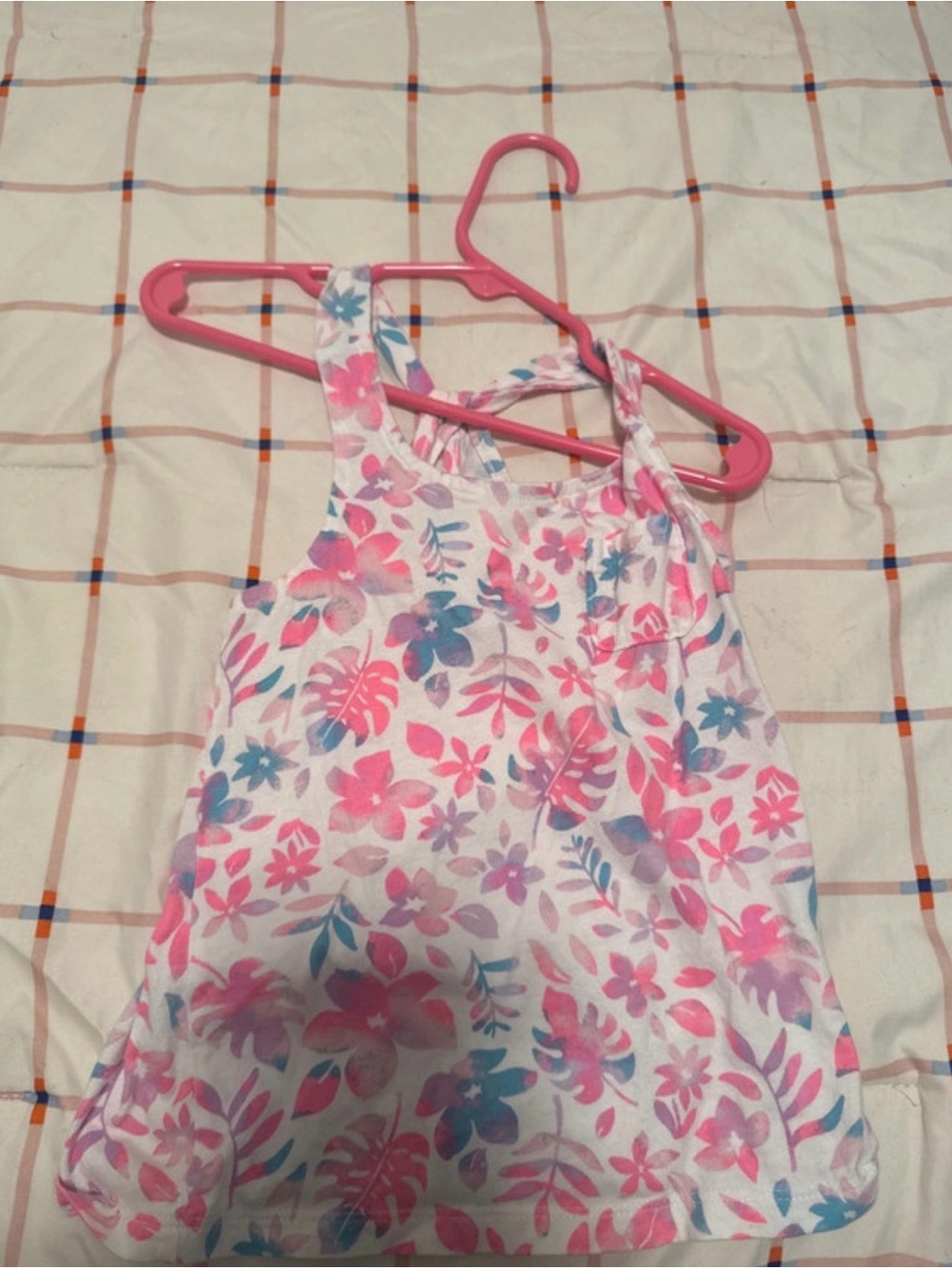 OshKosh B'gosh Girls Floral Tank Top - White, Pink & Blue